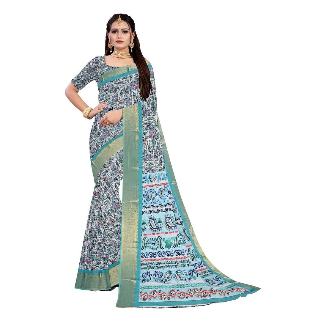 Authenzaa Women Saree ASWS104 C.Green 
