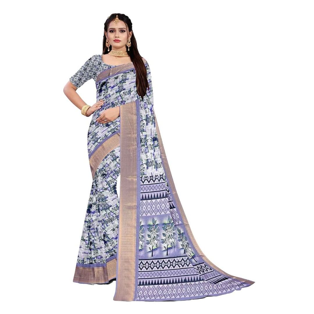 Authenzaa Women Saree ASWS105 Purple 