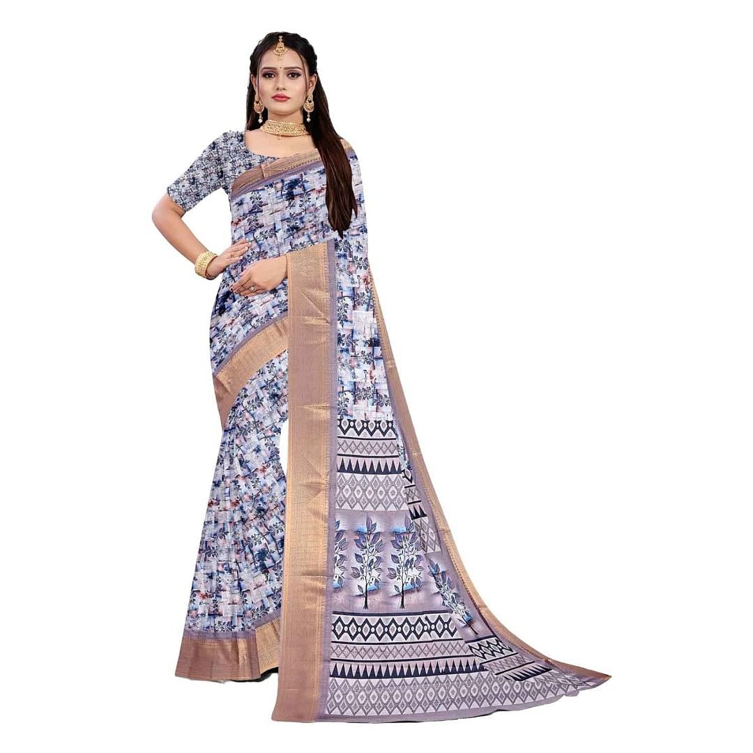 Authenzaa Women Saree ASWS105 Violet 