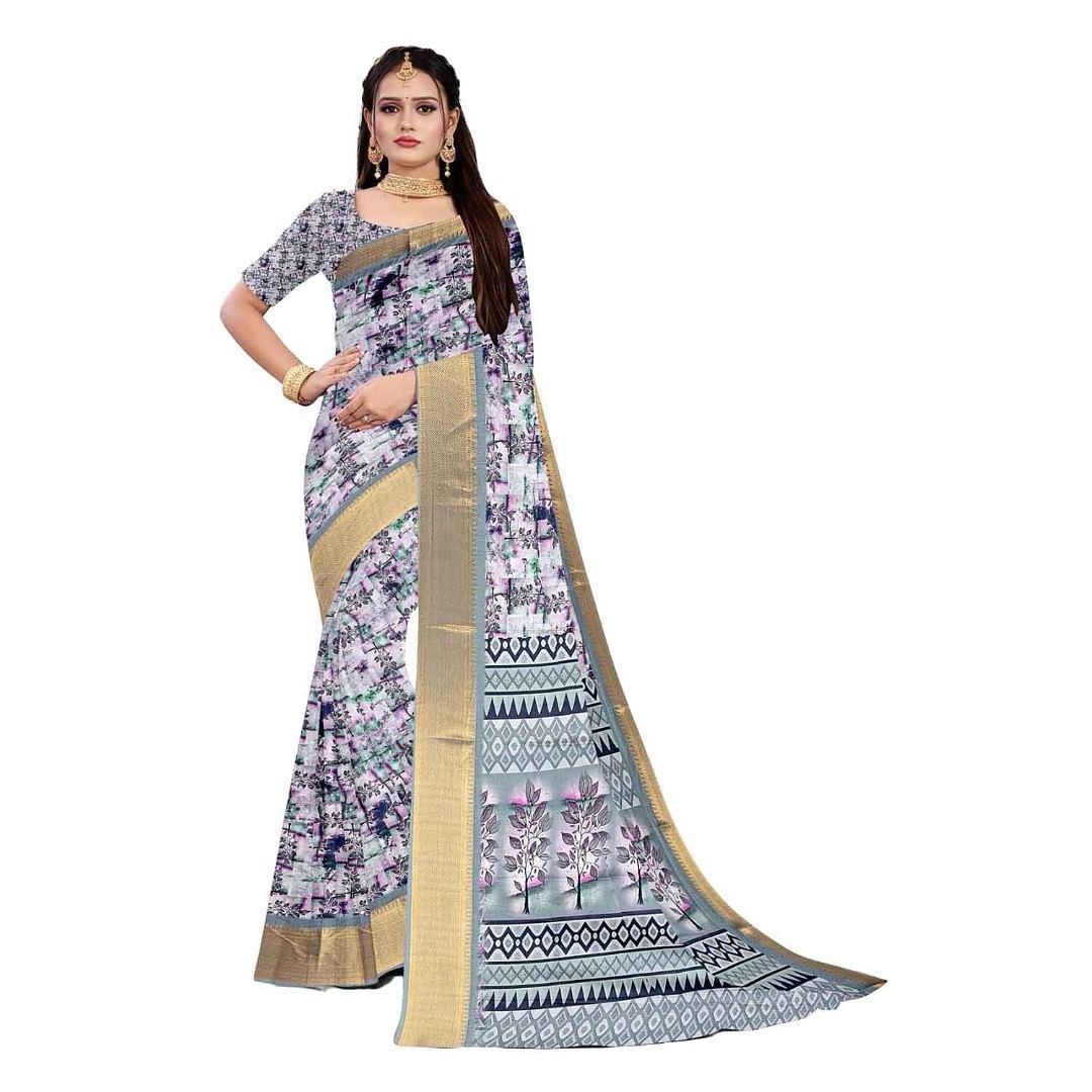 Authenzaa Women Saree ASWS105 C.Green 