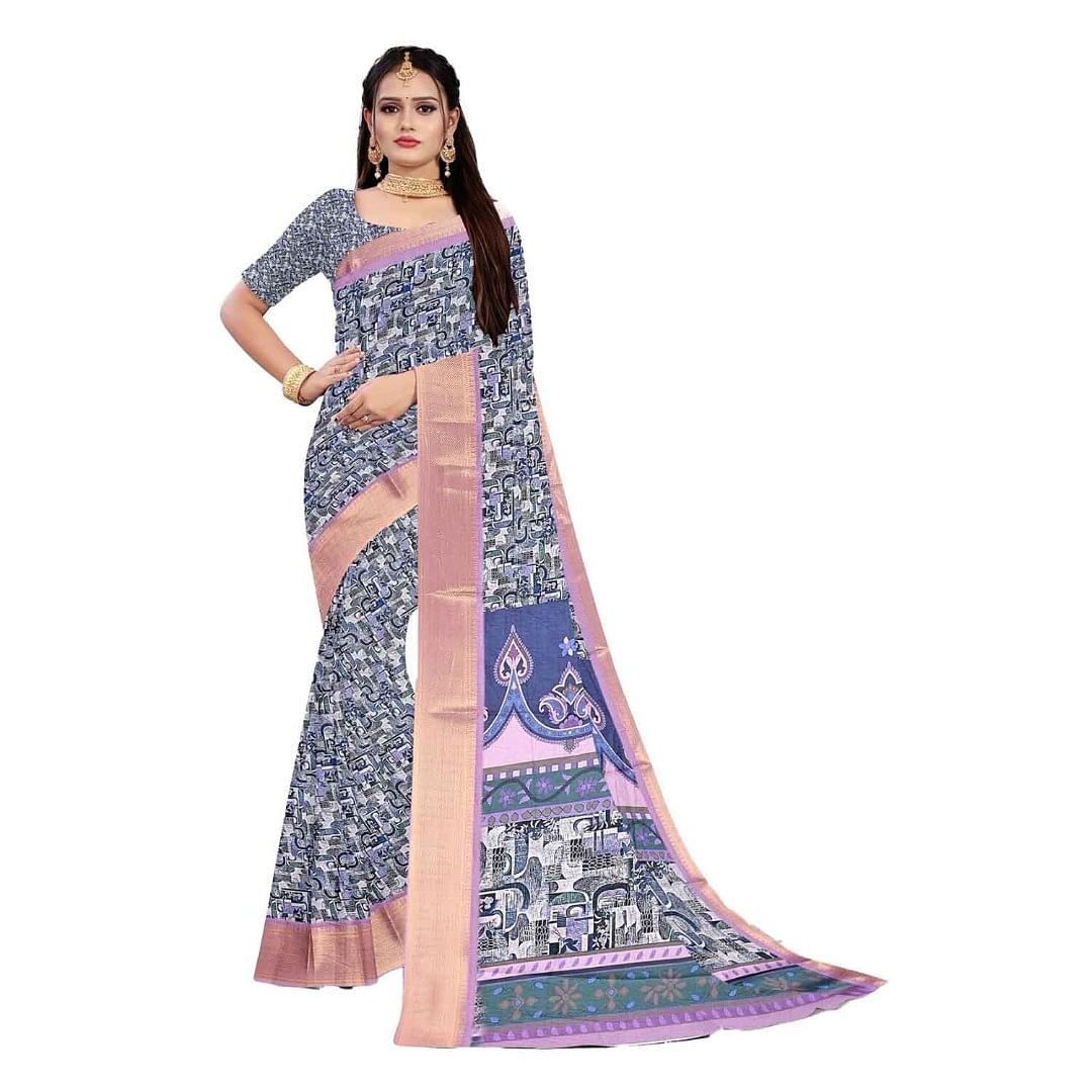Authenzaa Women Saree ASWS106 Purple 