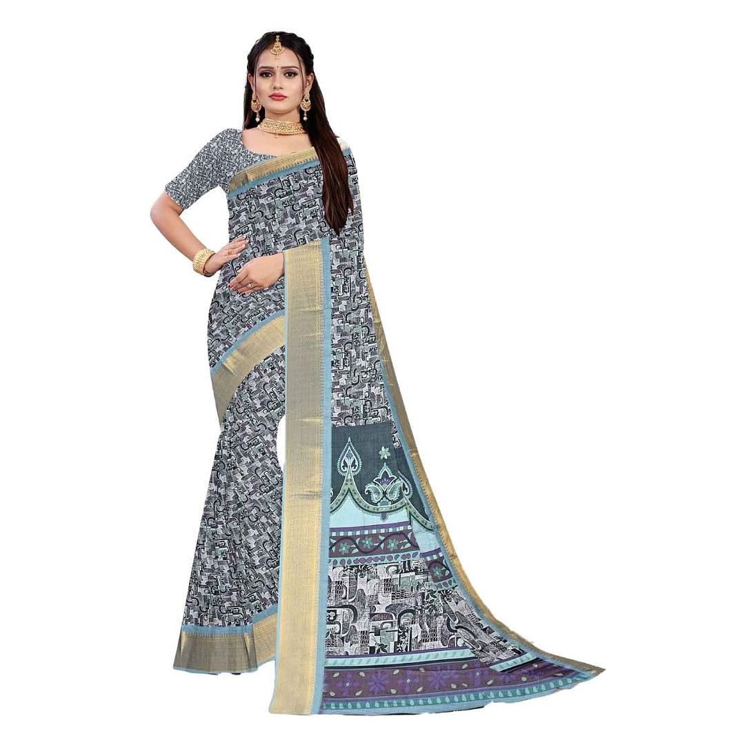 Authenzaa Women Saree ASWS106 C.Green 