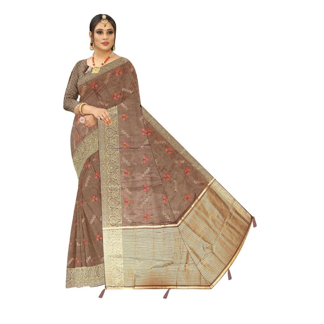 Authenzaa Women Saree ASWS108 Wine 