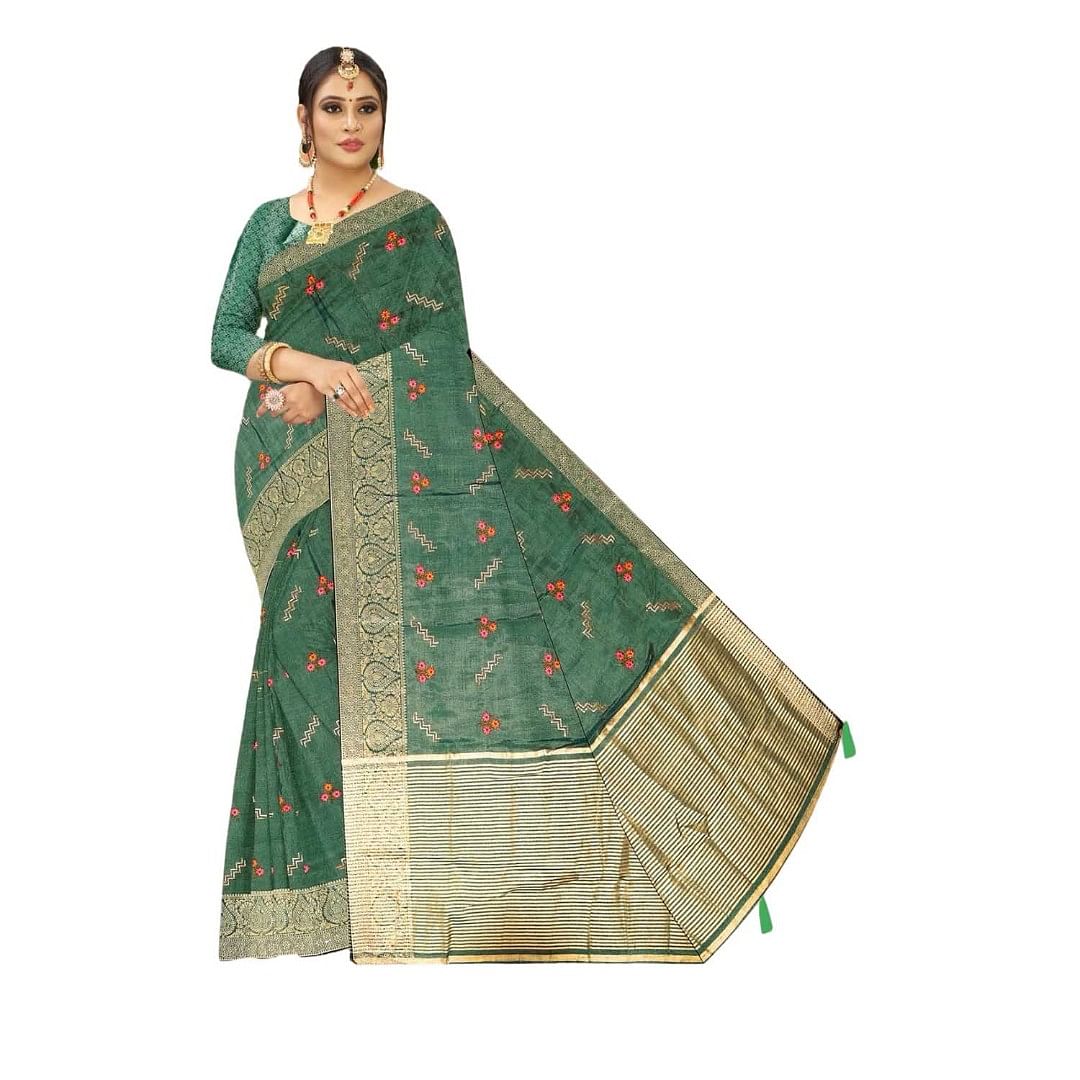 Authenzaa Women Saree ASWS108 Rama 