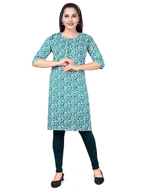 Authenzaa Women Kurti EVWKT018 Green 