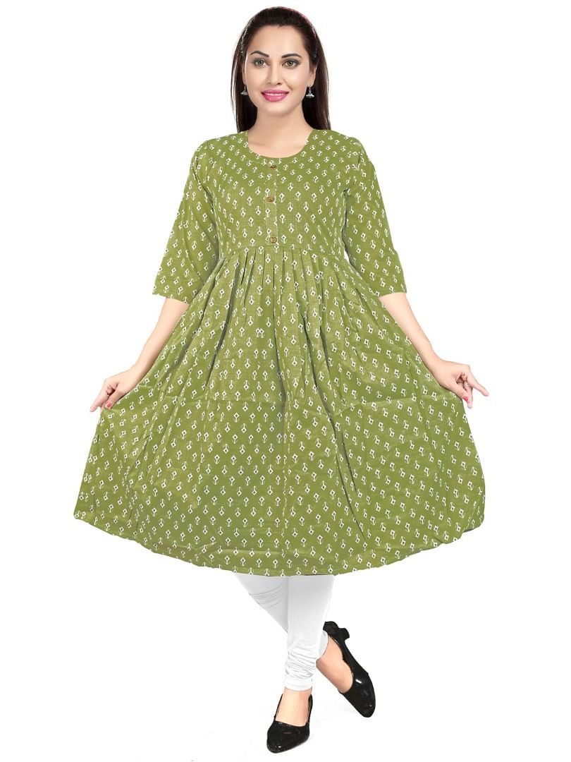 Authenzaa Women Kurti EVWKT020 Light Mehandi 