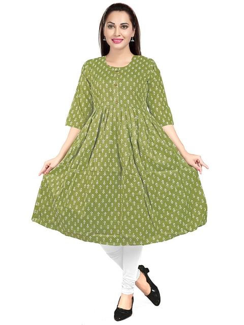 Authenzaa Women Kurti EVWKT020 Light Mehandi 