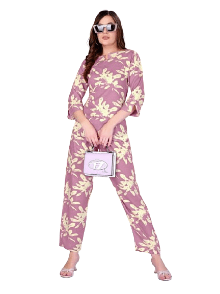Authenzaa Women 2 PC Nighty AC2N075 Lilac 