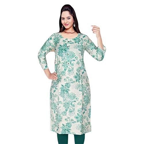 Authenzaa Women Kurti HTKT007 White Green 