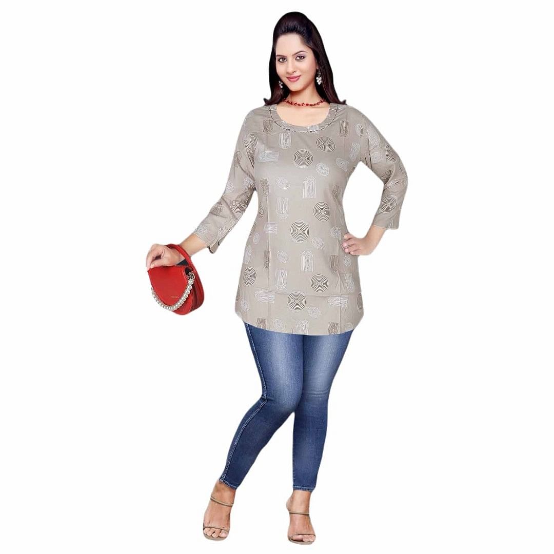 Authenzaa Women Short Kurti HTKT018 Cream 