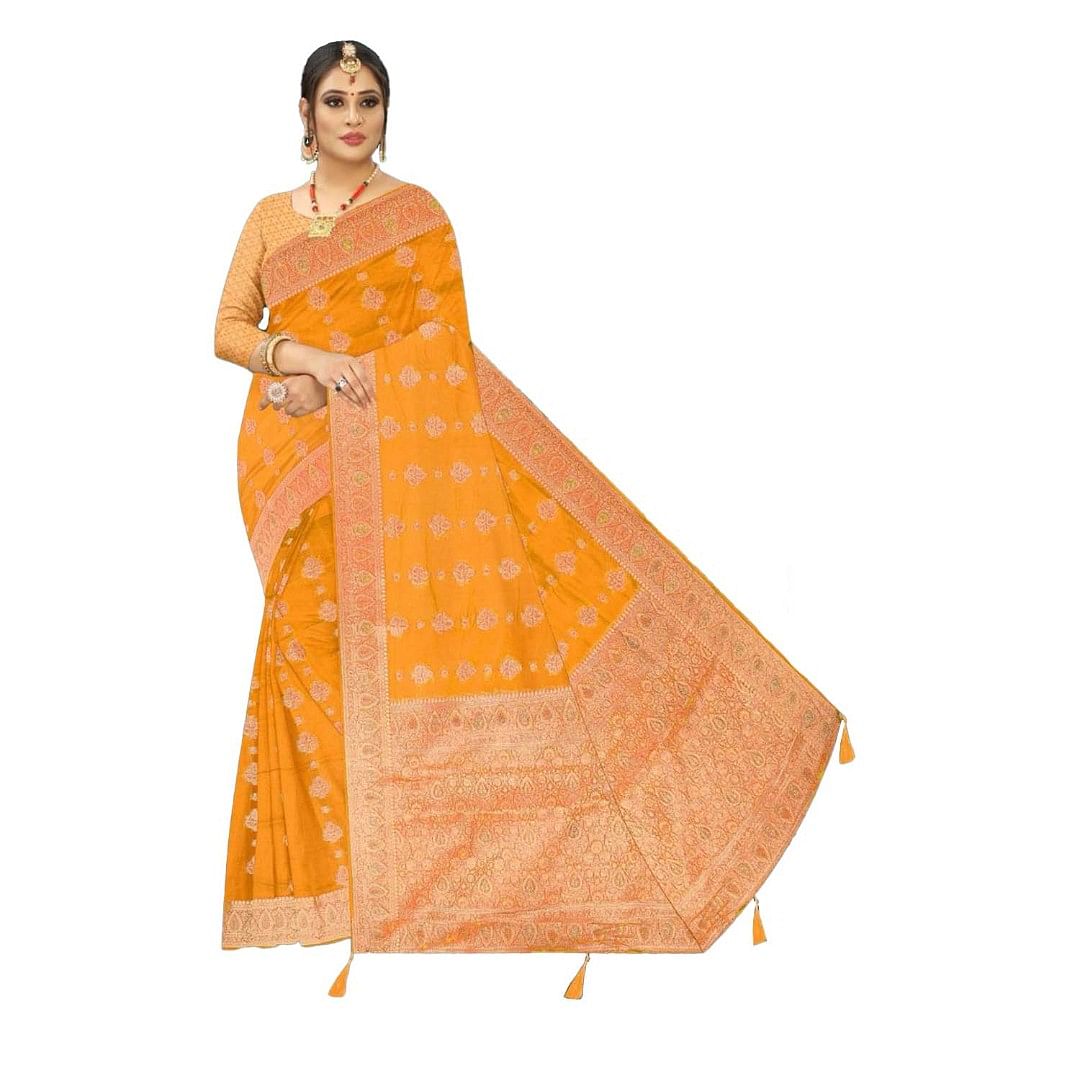 Authenzaa Women Saree ASWS098 Musturd 