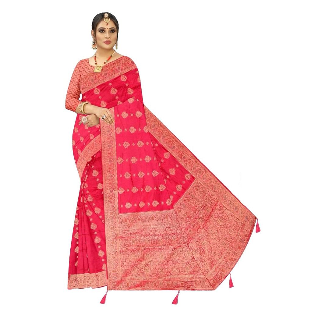 Authenzaa Women Saree ASWS098 Carrot 