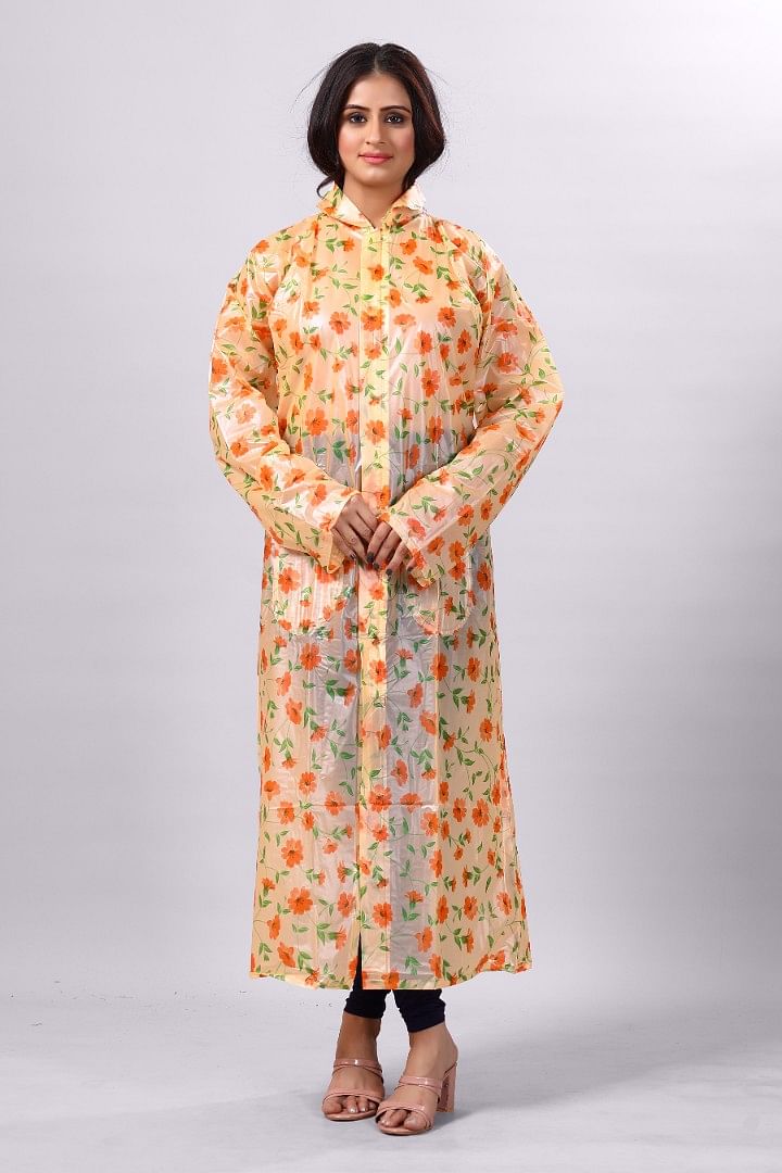 Authenzaa Women Raincoat CS RC0005 ,Orange