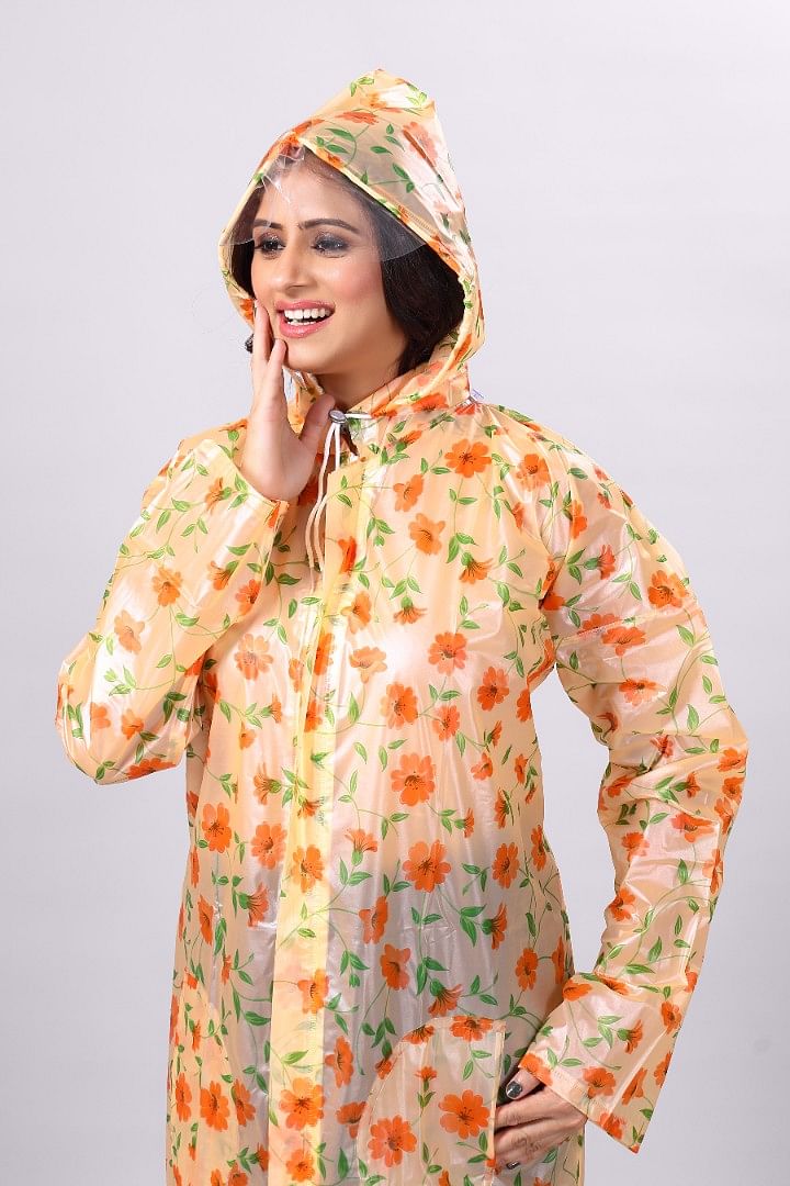 Authenzaa Women Raincoat CS RC0005 ,Orange