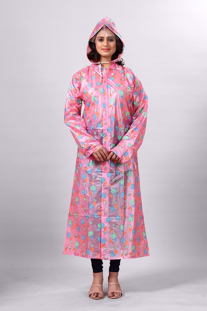 Authenzaa Women Raincoat CS RC005 Coral