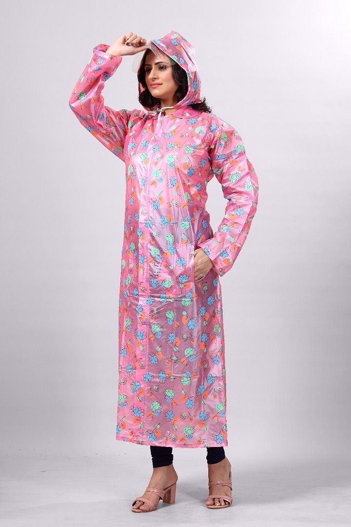 Authenzaa Women Raincoat CS RC005 Coral