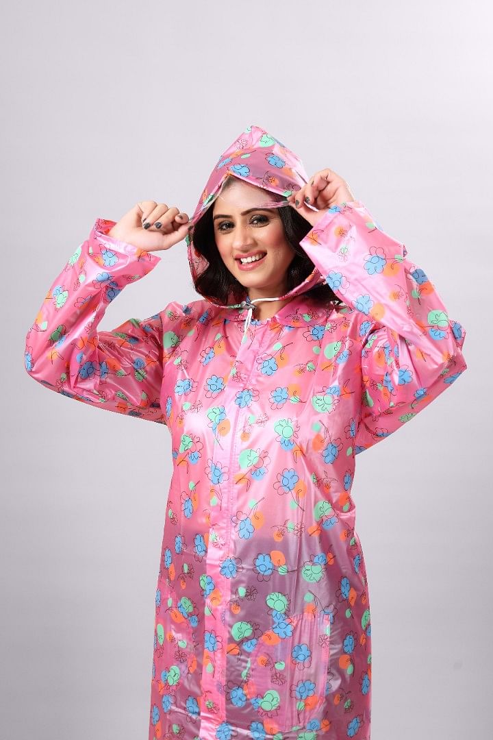 Authenzaa Women Raincoat CS RC005 Coral