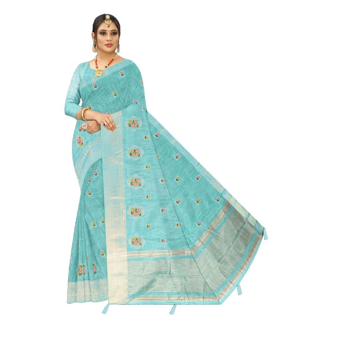 Authenzaa Women Saree ASWS116 Sky 