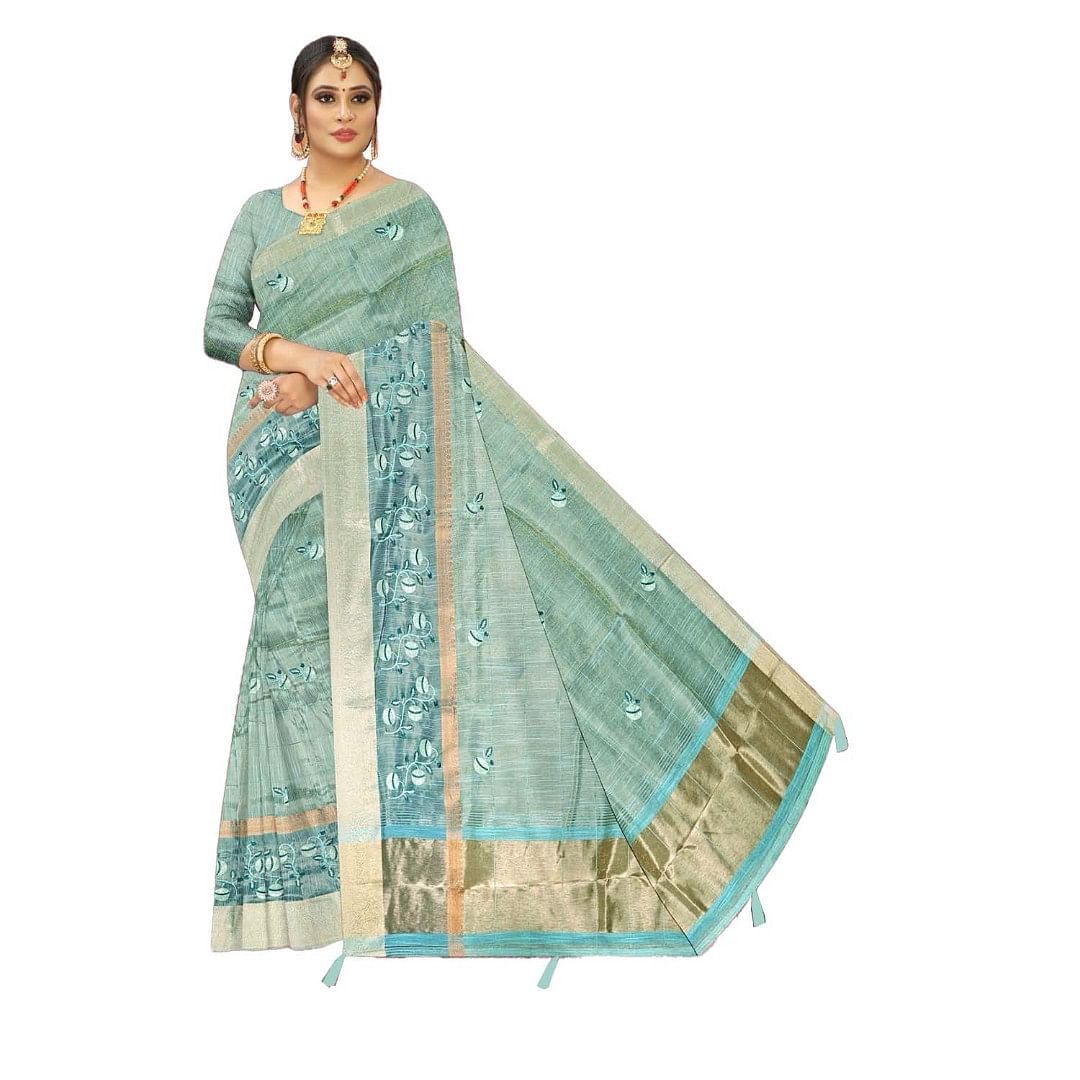 Authenzaa Women Saree ASWS117 Sky 