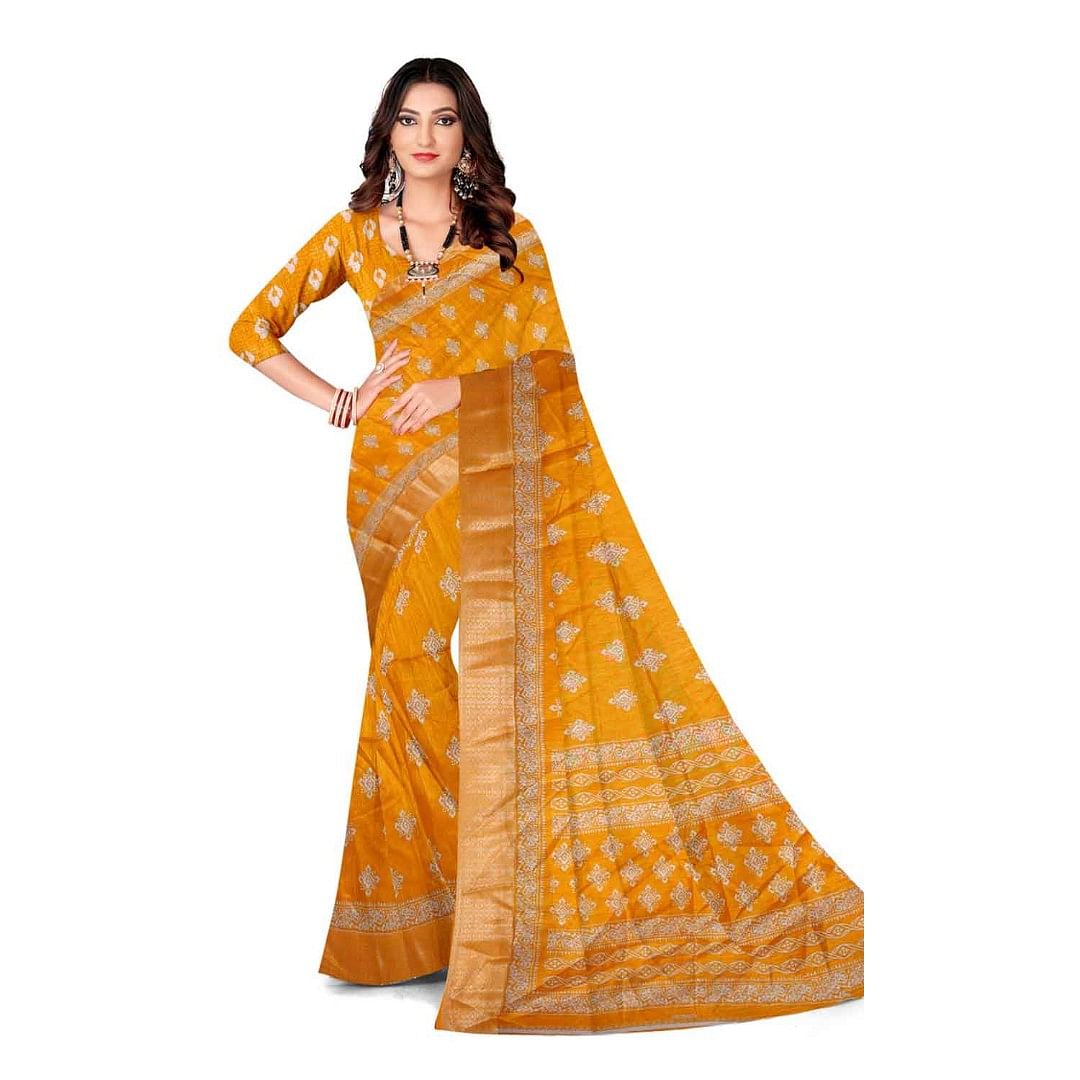 Authenzaa Women Saree ASWS121 Mustard 