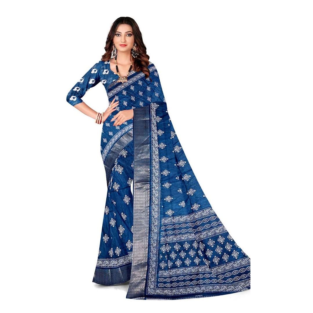 Authenzaa Women Saree ASWS121 Navy 