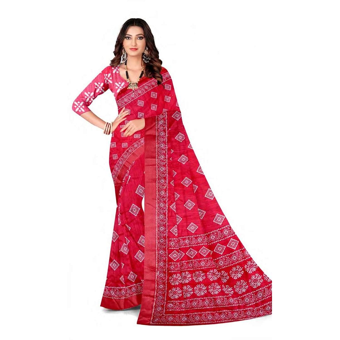 Authenzaa Women Saree ASWS122 Maroon 