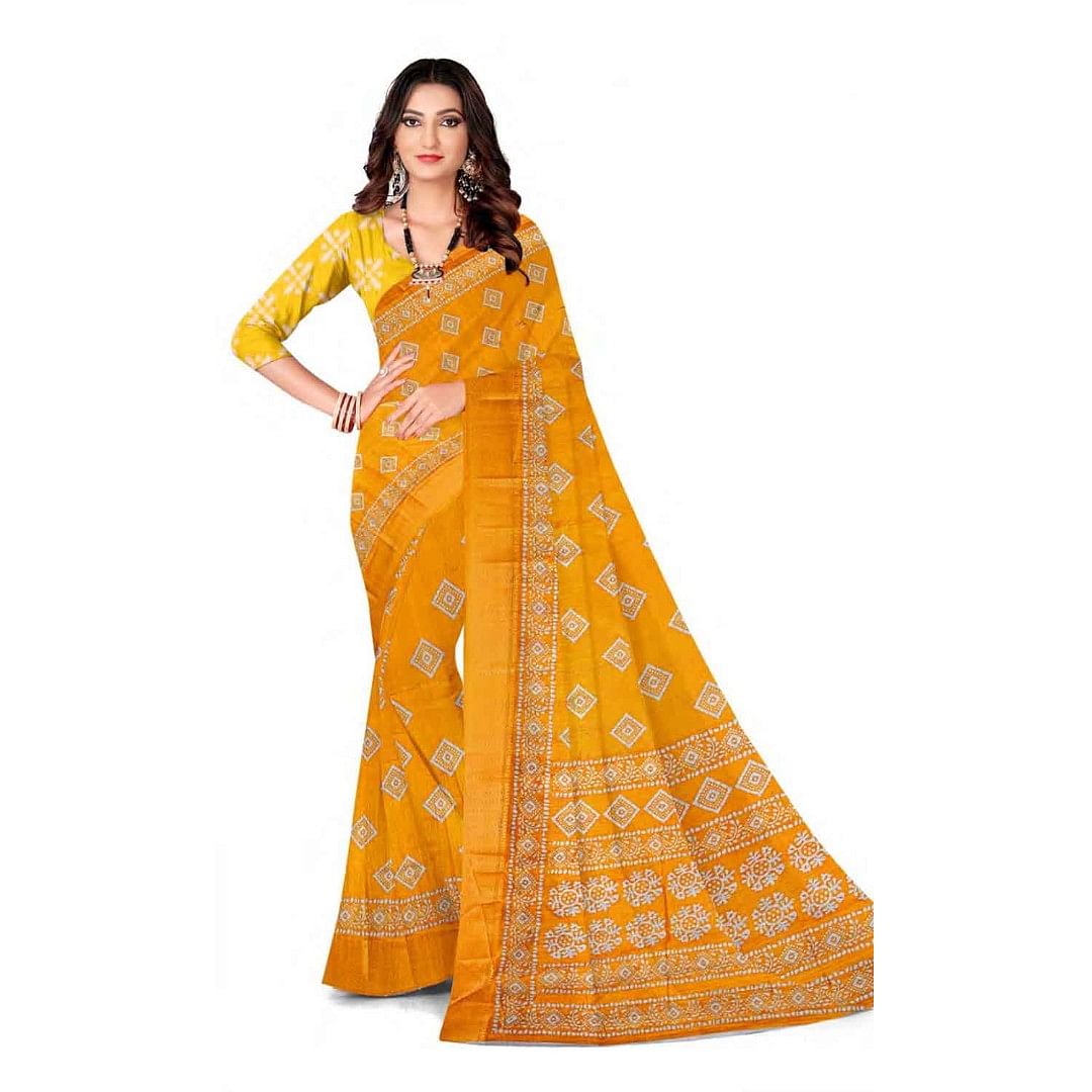 Authenzaa Women Saree ASWS122 Mustard 