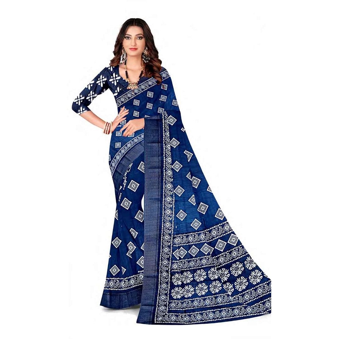 Authenzaa Women Saree ASWS122 Navy 