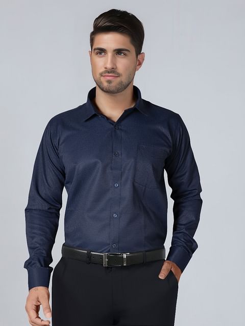 Authenzaa Men Formal Shirt ITFS018 Navy Blue 