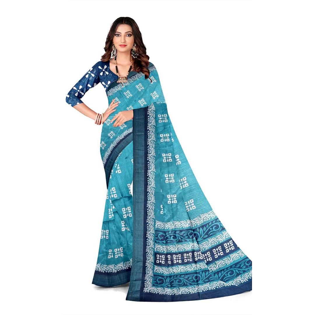 Authenzaa Women Saree ASWS123 Sky 