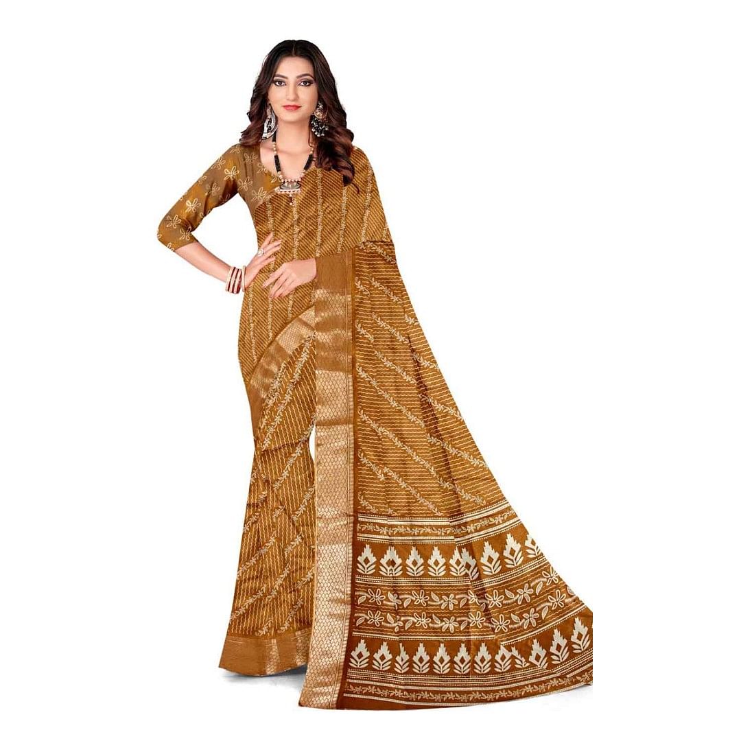 Authenzaa Women Saree ASWS124 Mustard 