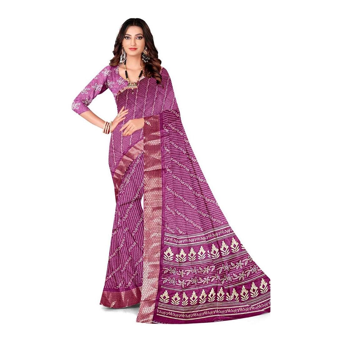 Authenzaa Women Saree ASWS124 Wine 