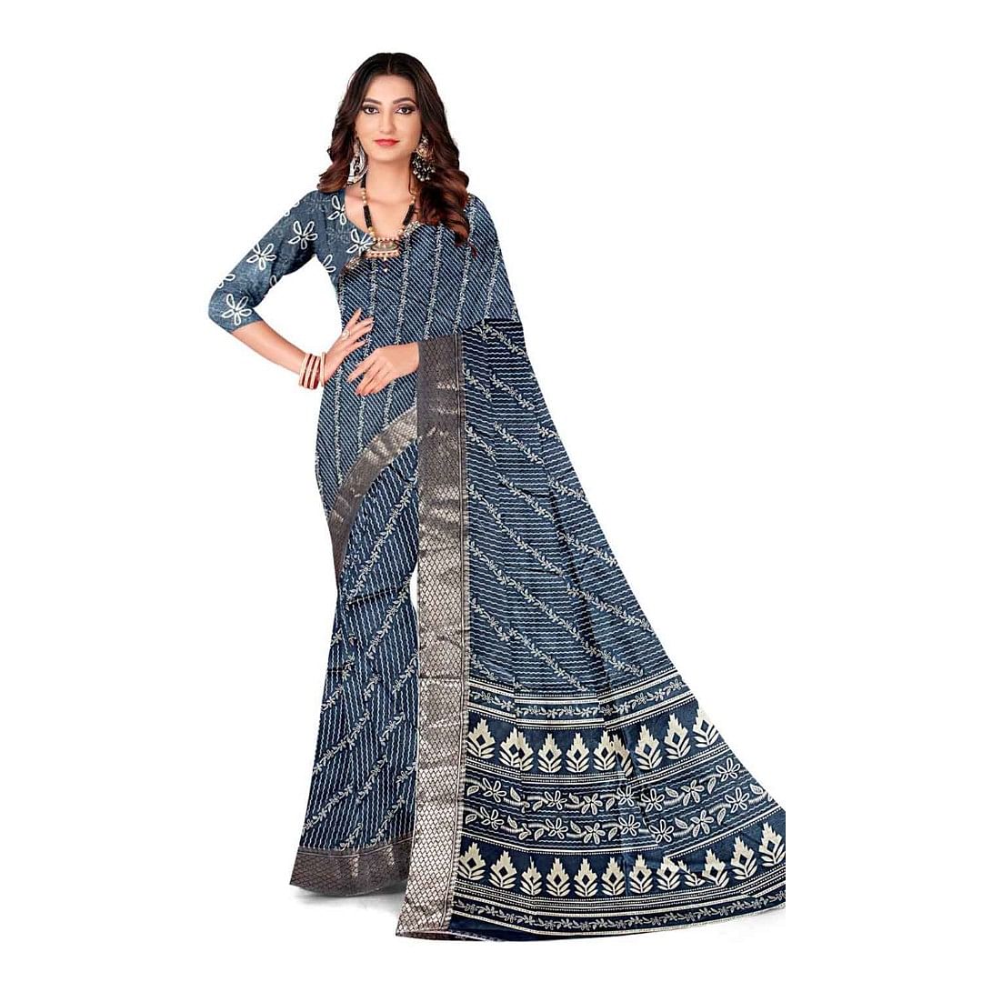 Authenzaa Women Saree ASWS124 Grey 