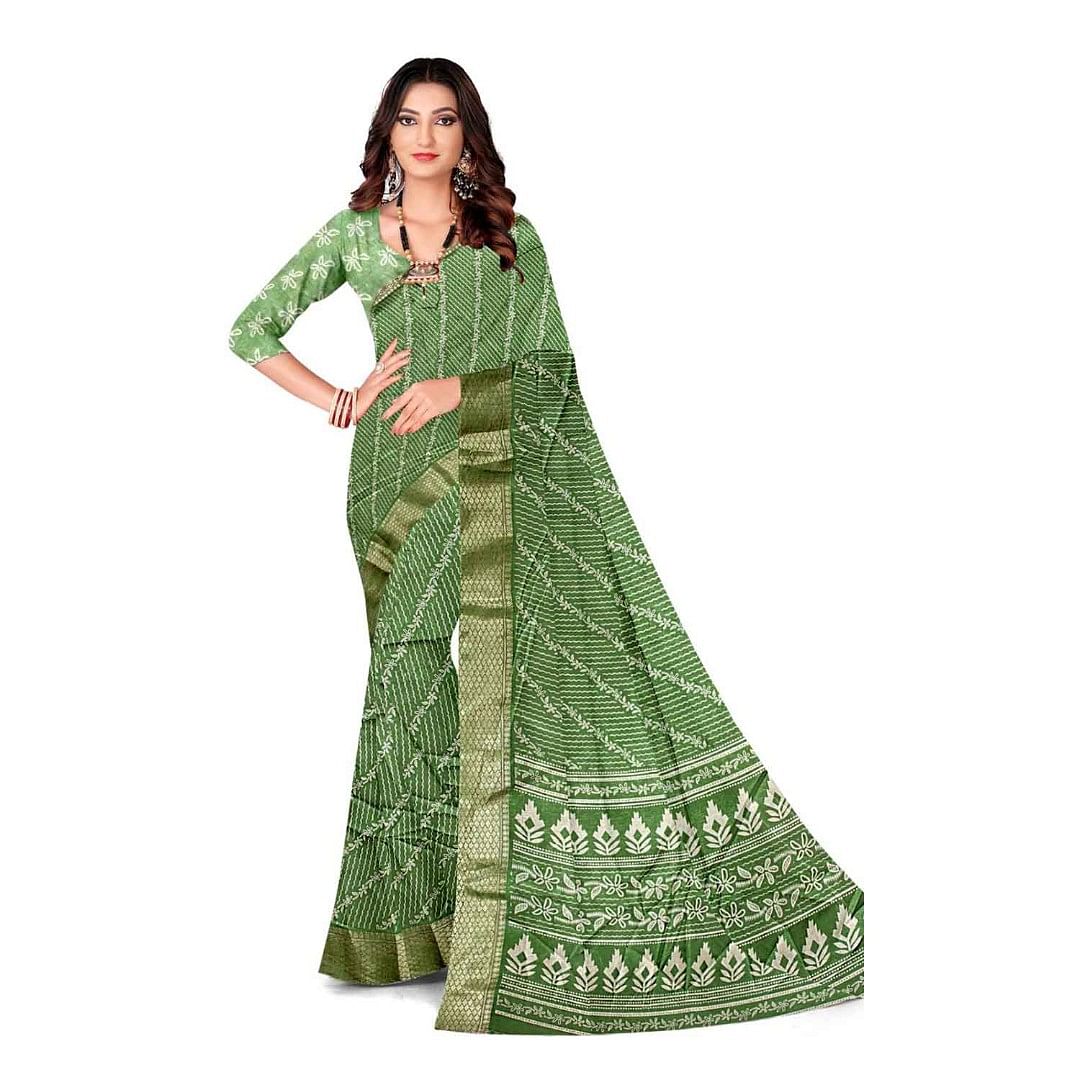 Authenzaa Women Saree ASWS124 Mehandi 