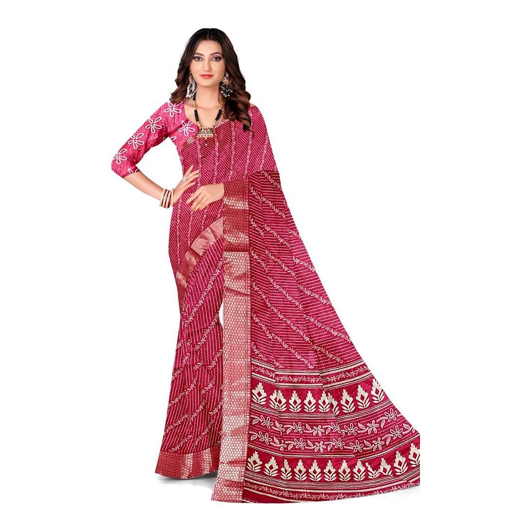 Authenzaa Women Saree ASWS124 Cherry 