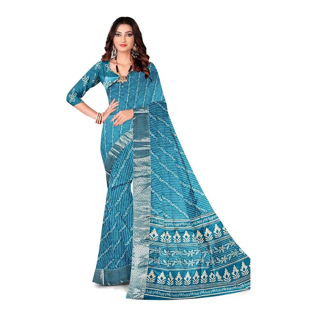 Authenzaa Women Saree ASWS124 Turquoise 