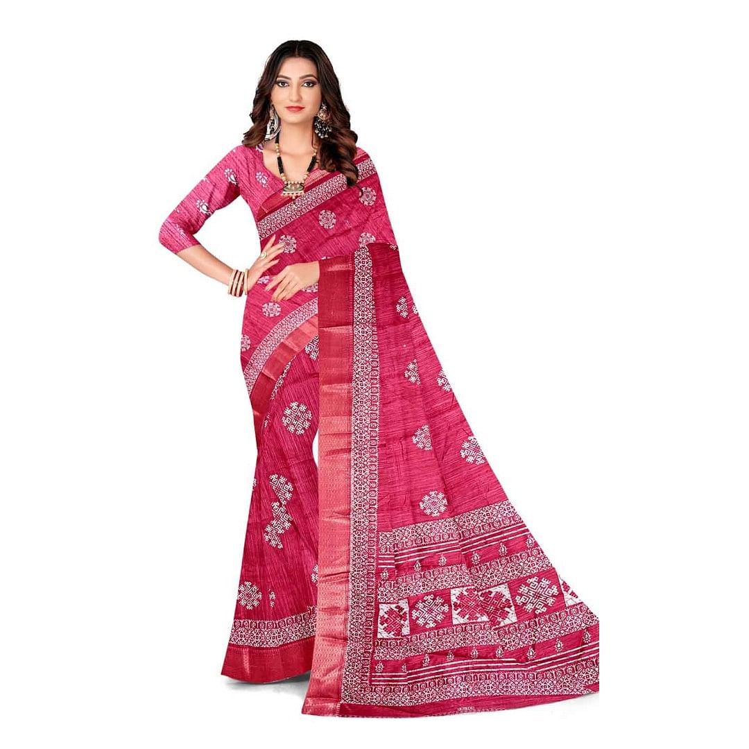 Authenzaa Women Saree ASWS125 Carrot 