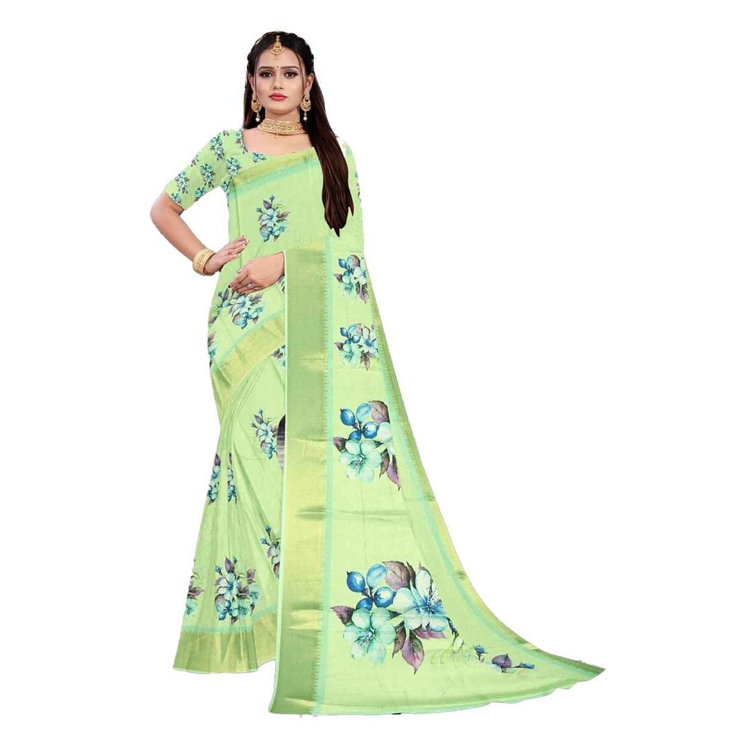 Authenzaa Women Saree ASWS128 Pista 