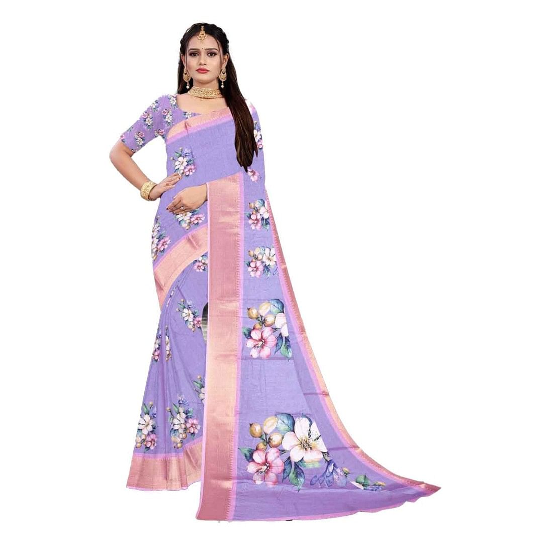 Authenzaa Women Saree ASWS128 Lavender 