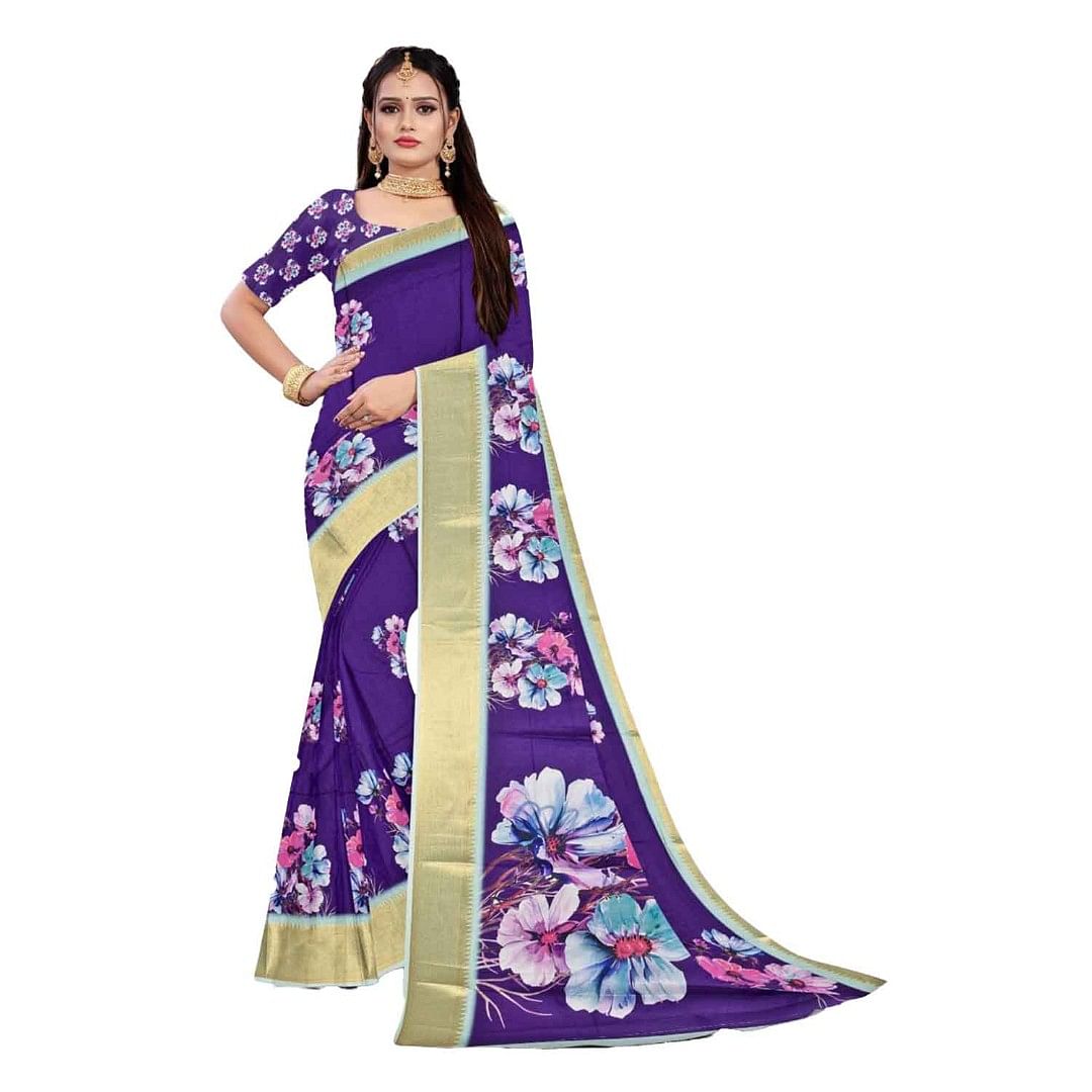 Authenzaa Women Saree ASWS127 Purple 