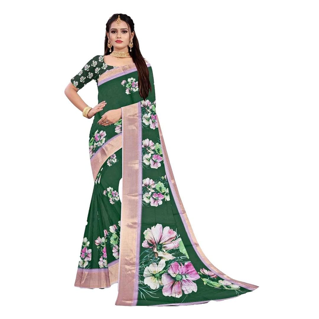 Authenzaa Women Saree ASWS127 Green 