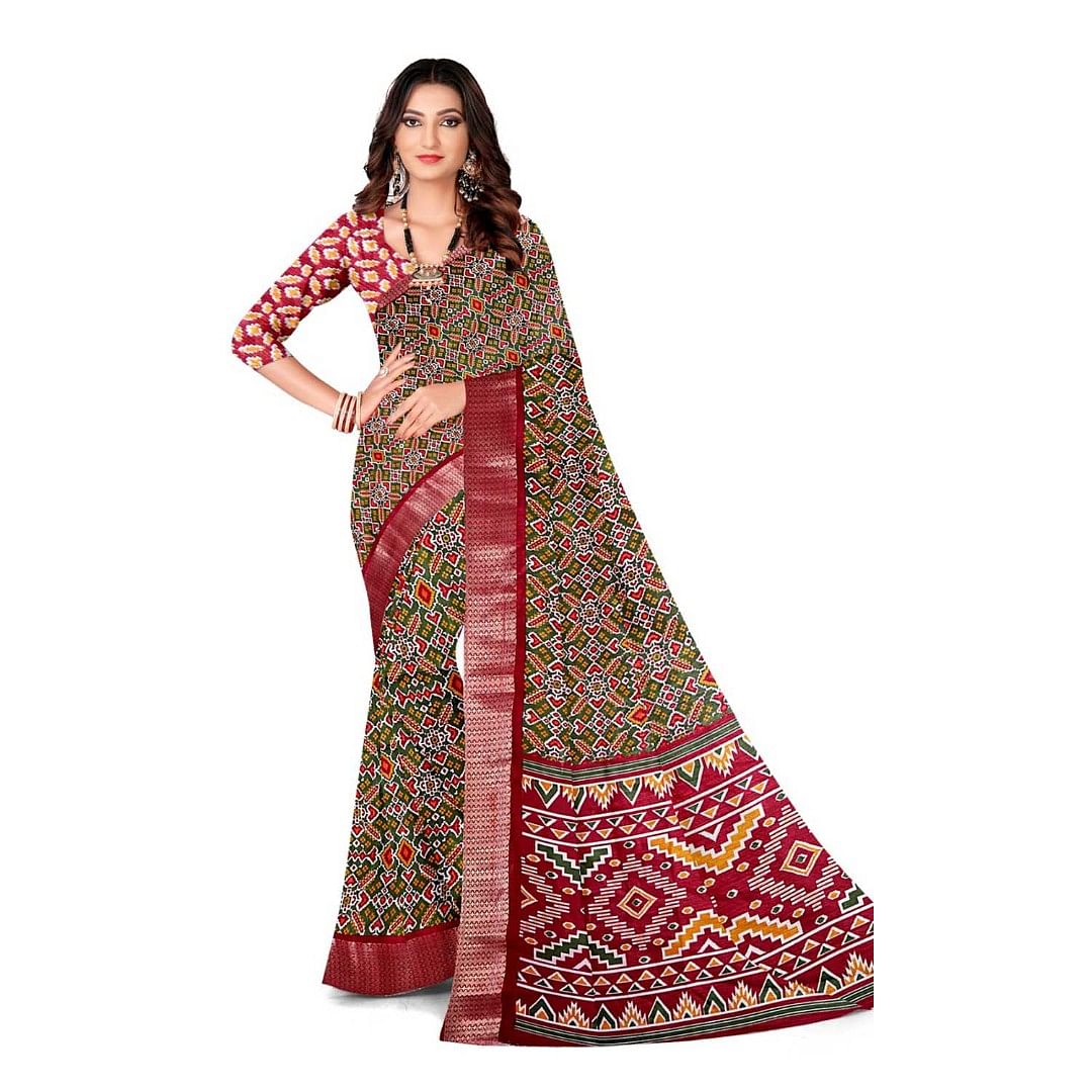 Authenzaa Women Saree ASWS120 Green 