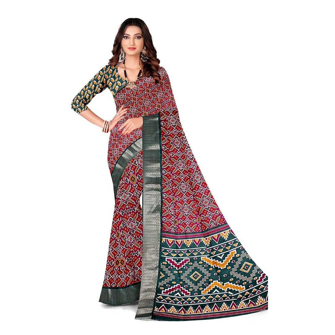 Authenzaa Women Saree ASWS120 Maroon 