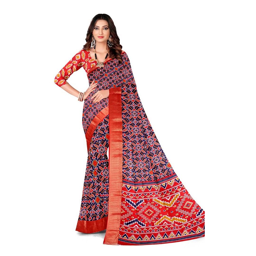 Authenzaa Women Saree ASWS120 Navy 