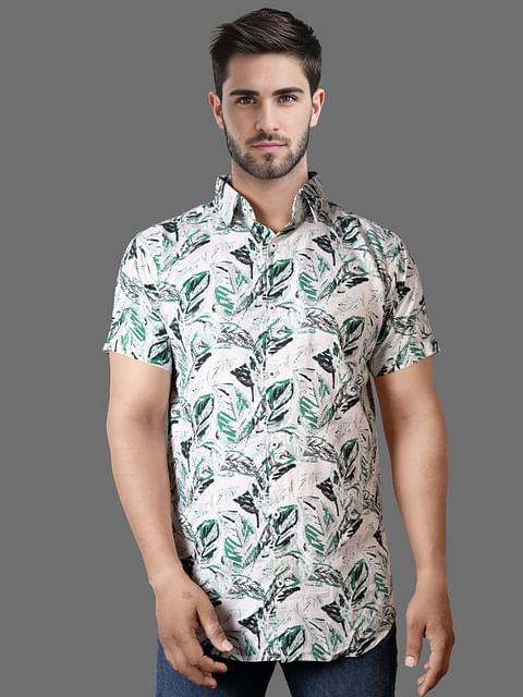 Authenzaa Men Casual Shirt SFCS160 Green Print 