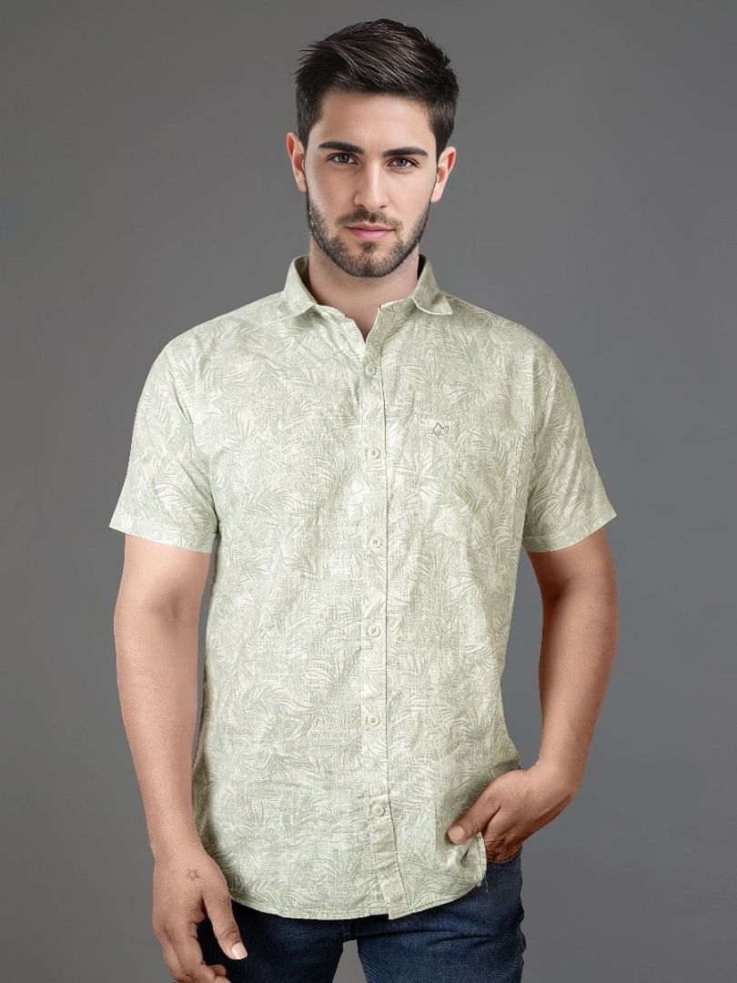 Authenzaa Men Casual Shirt SFCS152 Light Pista Green 