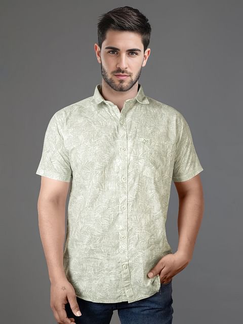 Authenzaa Men Casual Shirt SFCS152 Light Pista Green 