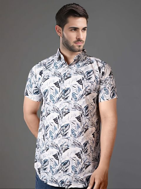 Authenzaa Men Casual Shirt SFCS158 Blue Print 