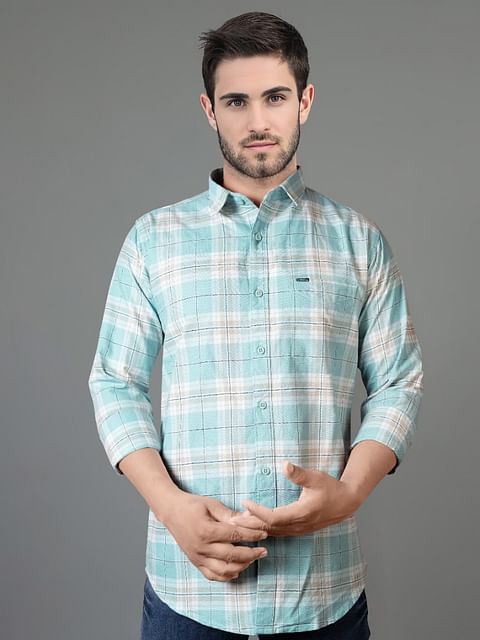 Authenzaa Men Casual Shirt SFCS162 Sky Chex 
