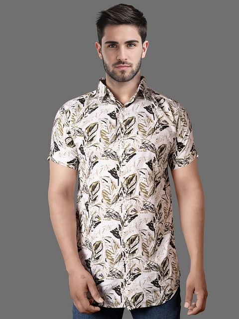 Authenzaa Men Casual Shirt SFCS159 Khakhi Print  